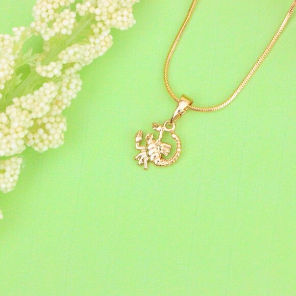 "Rose Gold Scorpio Pendant in Gold Plated Brass Zodiac Charm, XPPT1465 - Picture 3 of 13